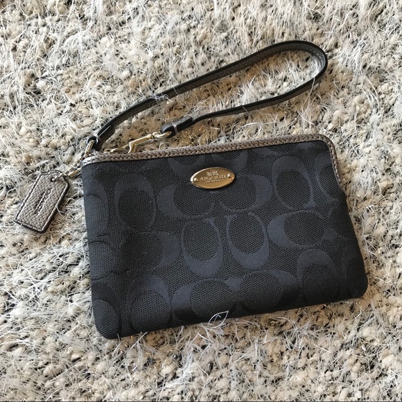 Coach Handbags - Coach wristlet black silver snake fabric chic